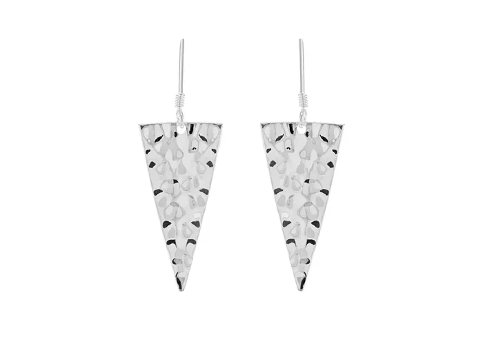 Sterling Silver Hammered Triangle Drop Earrings