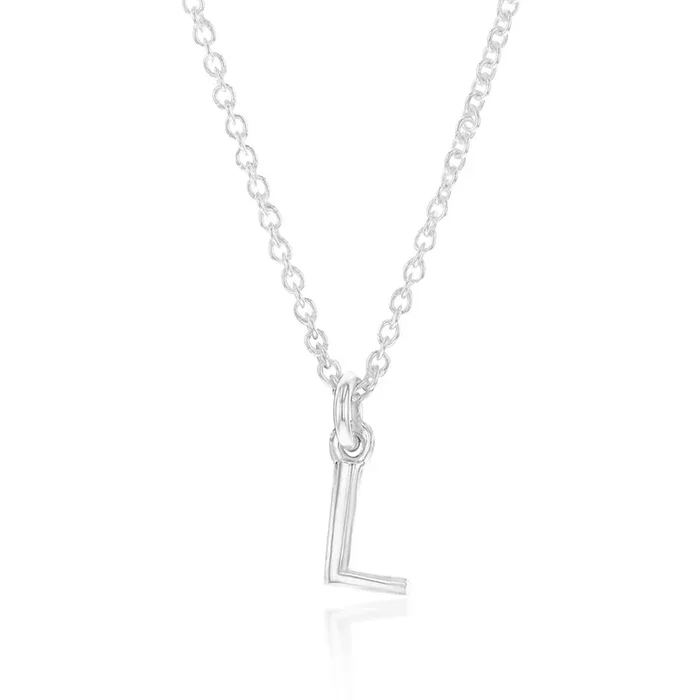 Sterling Silver Initial Letter “L” Pendant On 45cm Chain