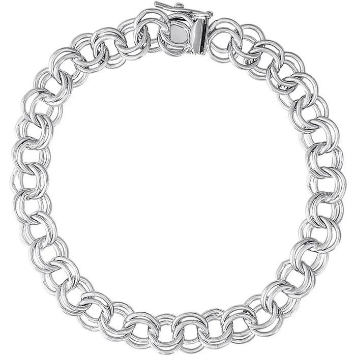Sterling Silver Large Double Link Curb Bracelet, 8″