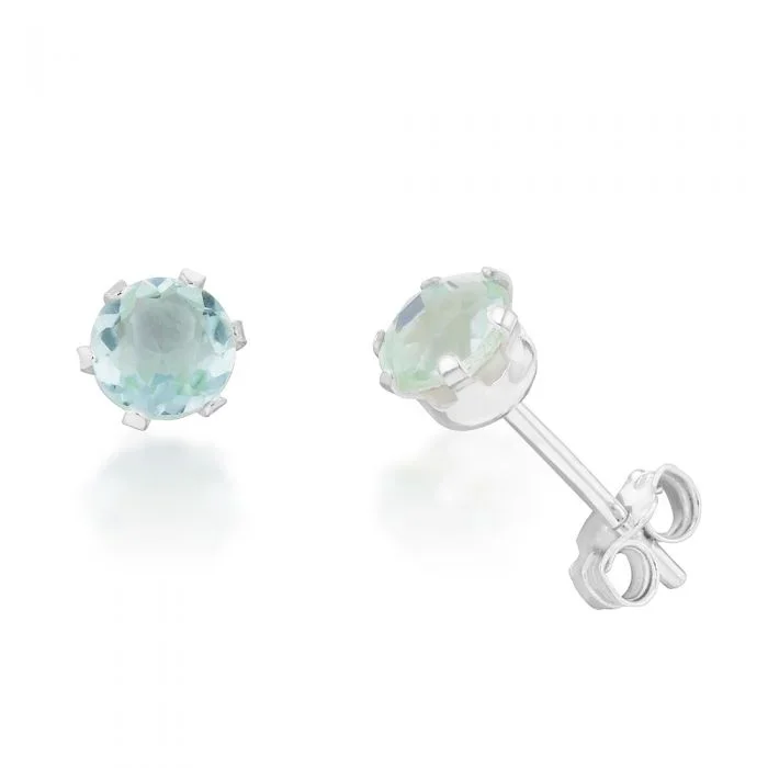 Sterling Silver Light Blue Crystal 5mm 6 Claw Studs SS