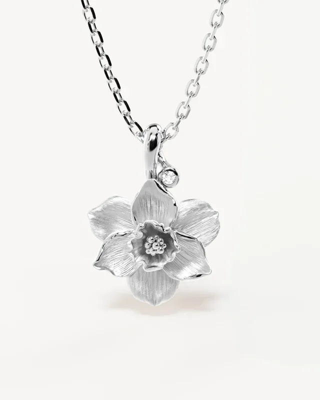 Sterling Silver Narcissus December Birth Flower Necklace
