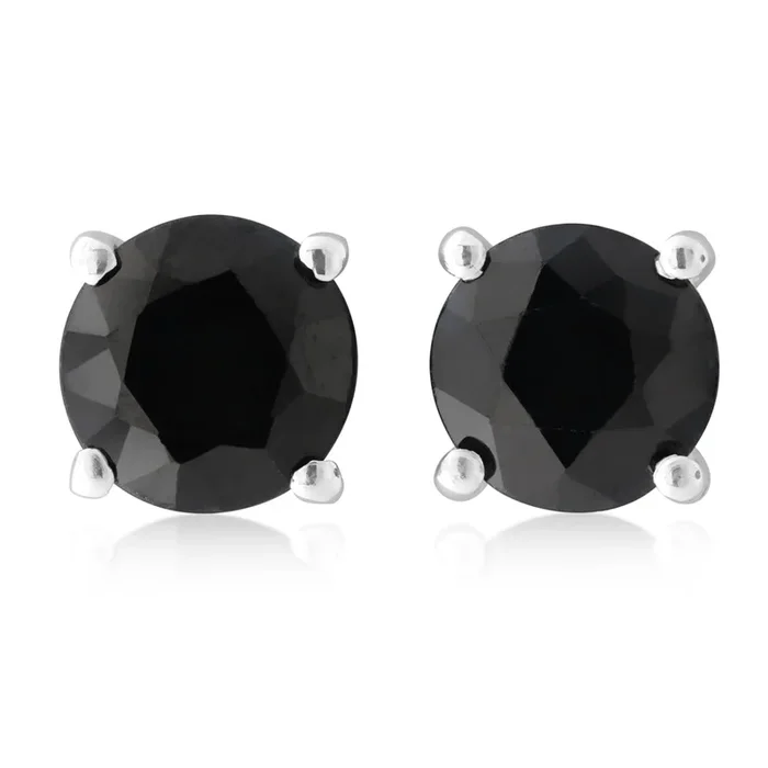 Sterling Silver Natural Enhanced Blue Sapphire 6mm Studs