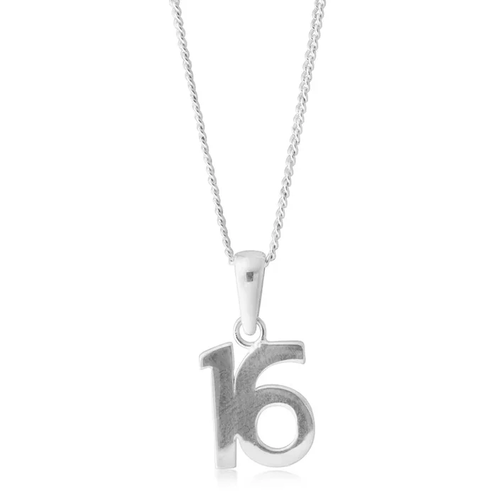 Sterling Silver Number 16 Pendant