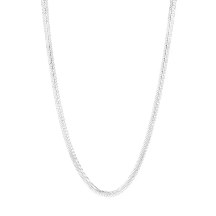 Sterling Silver Oval Snake 37+5cm Chain
