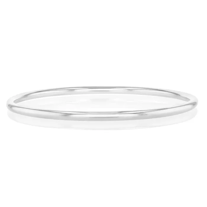 Sterling Silver Plain 3mm Rounded 60mm Bangle
