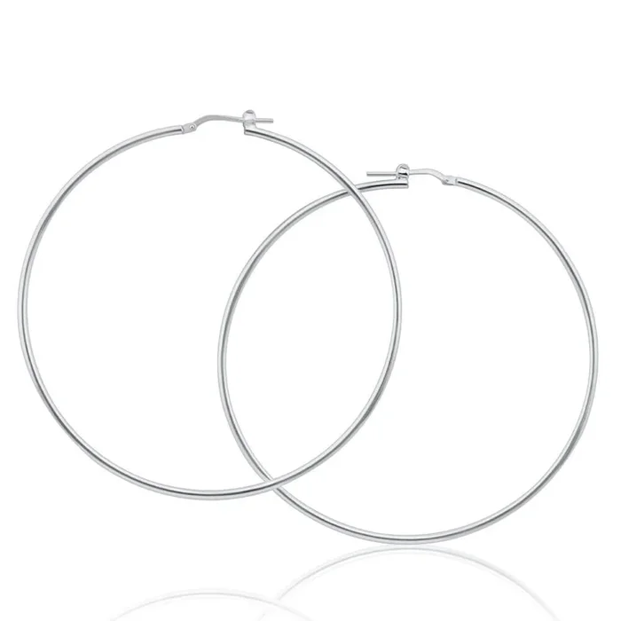Sterling Silver Plain 65mm Hoop Earrings