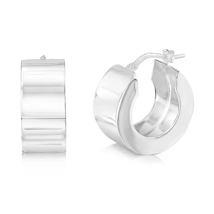 Sterling Silver Polished Broad Hoop Earrings