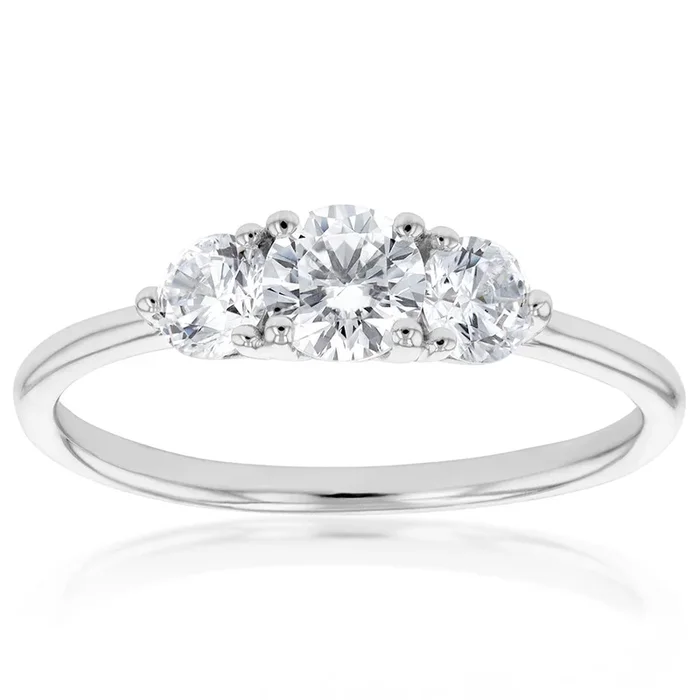 Sterling Silver Rhodium Plated Cubic Zirconia Trilogy Ring