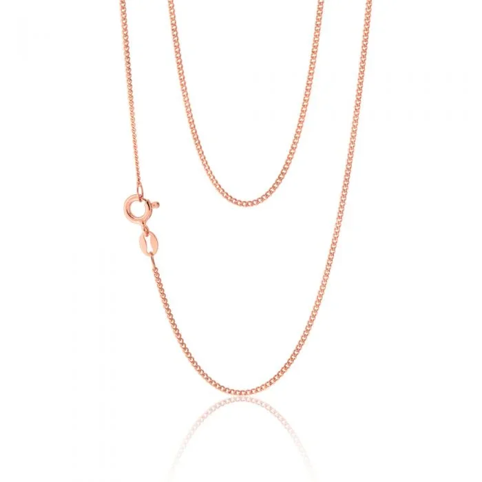 Sterling Silver Rose Plated 45cm Curb Dicut Chain