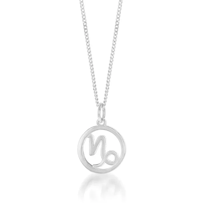 Sterling Silver Round Zodiac/Star Sign Capricorn Pendant