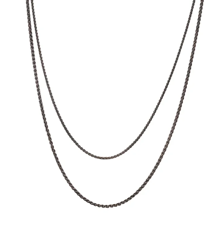 Sterling Silver Spiga Wheat Link Chain – Oxidized