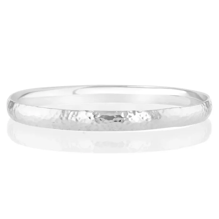 Sterling Silver Textured 6.6mm Wide 65mm Bangle
