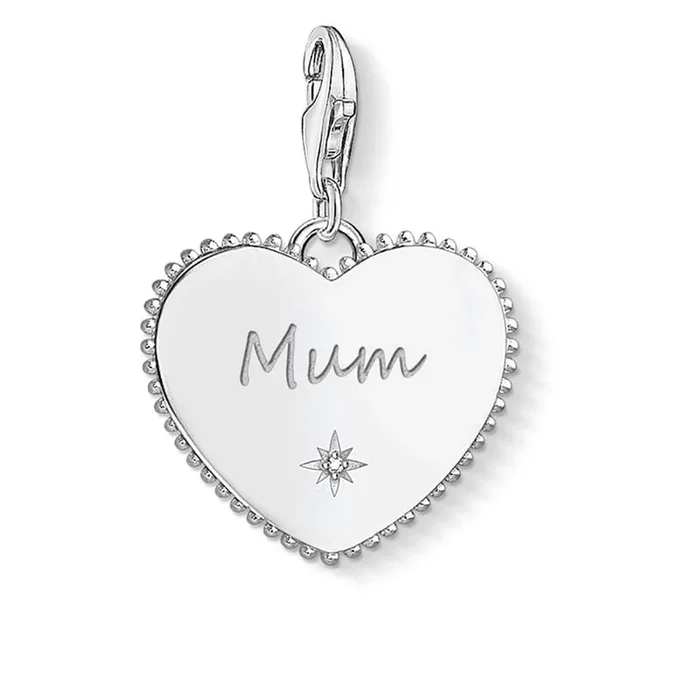 Sterling Silver Thomas Sabo Charm Club Engravable Mum Heart