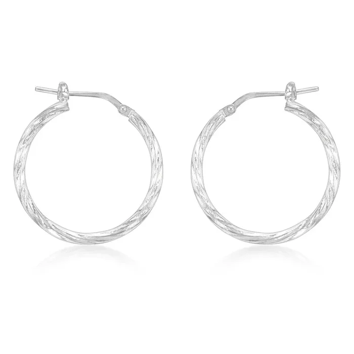 Sterling Silver Twisted 20mm Hoop Earrings