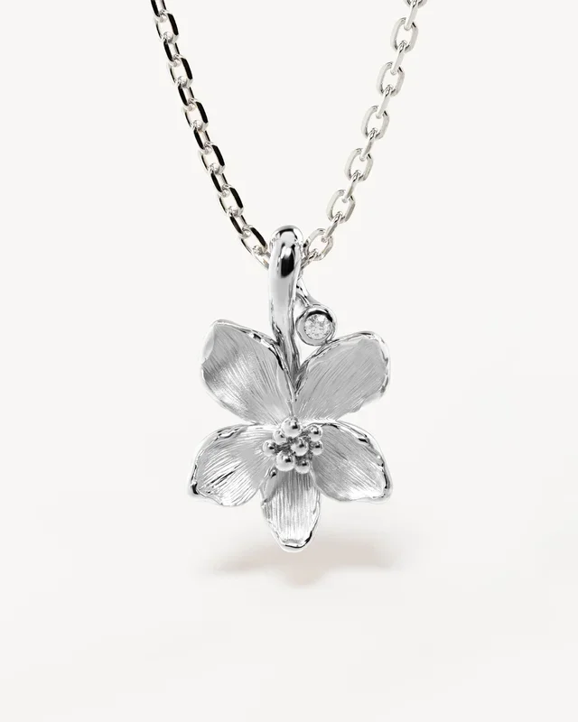 Sterling Silver Violet February Birth Flower Necklace