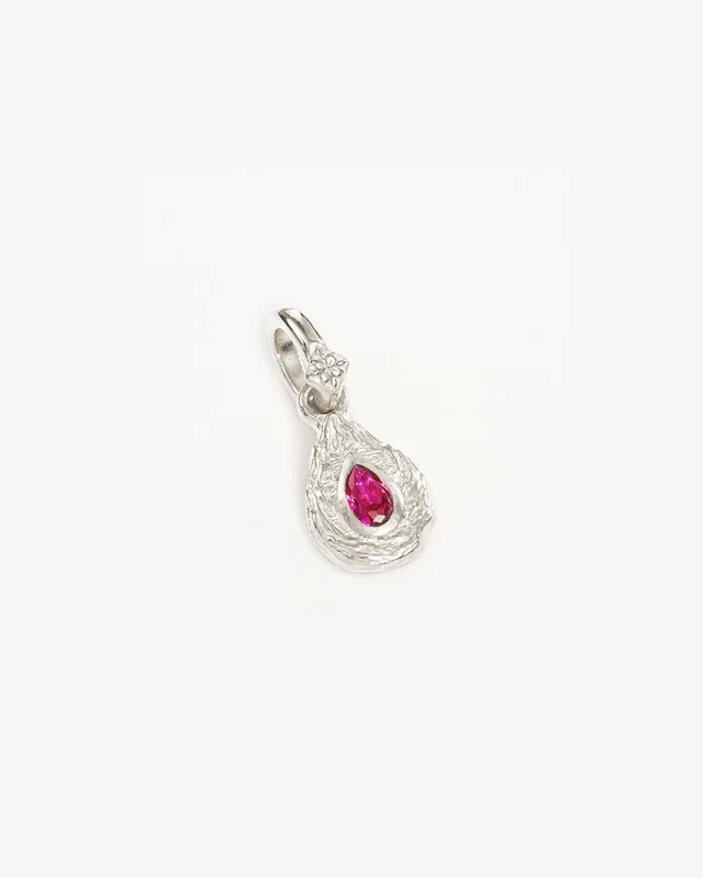 Sterling Silver With Love Birthstone Annex Link Pendant – July