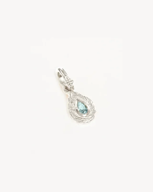 Sterling Silver With Love Birthstone Annex Link Pendant – March