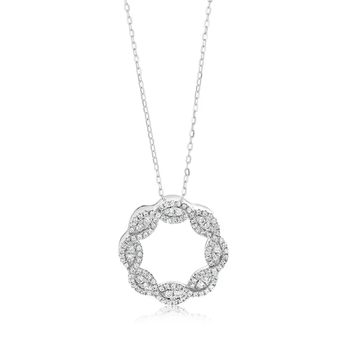 Sterling Silver Zirconia Circle Of Life Pendant On Chain