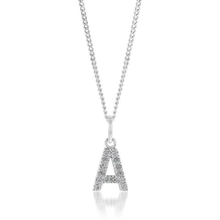 Sterling SilverCubic Zirconia Initial “A” Pendant