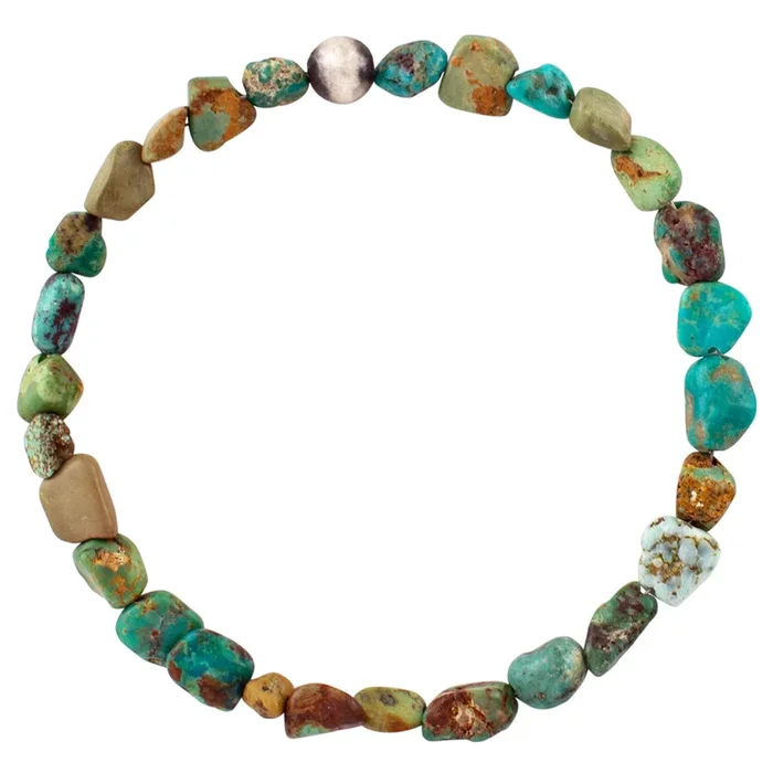 Stone & Sterling Stretch Bracelet – Tumbled Turquoise- Unisex Sizing
