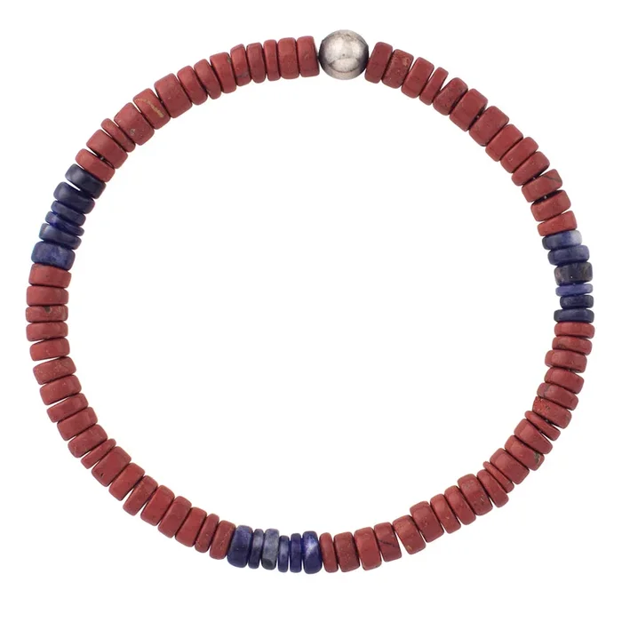 Stone & Sterling Stretch Bracelets in Red Jasper & Sodalite- Unisex Sizing