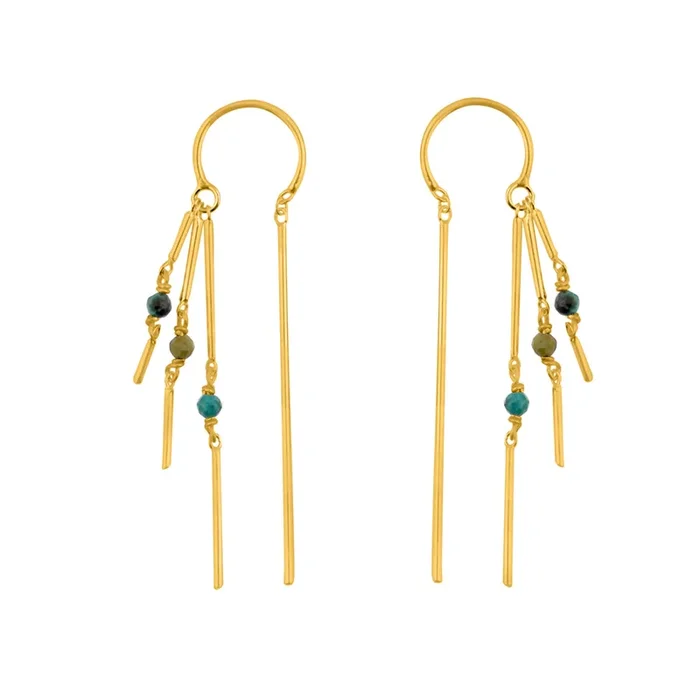 Stone Fringe Dancer Threaders – Gold/Turquoise