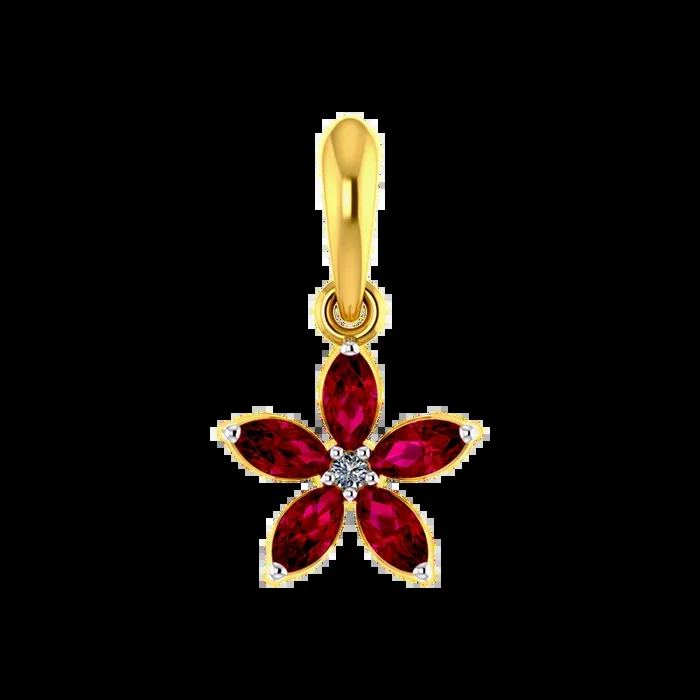 Stone Studded Floral Designer Diamond Pendant Set