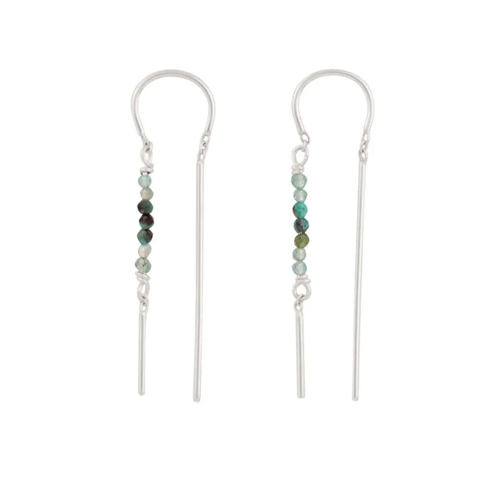 Stony Tiny Dancer Threaders in Turquoise/Apatite & Silver – 1 1/2″ | Available to Ship January 7, 2026