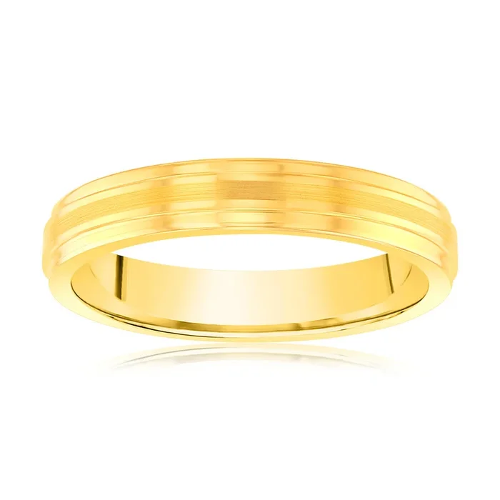Striped Gold Polished 4.2mm Tungsten Ring