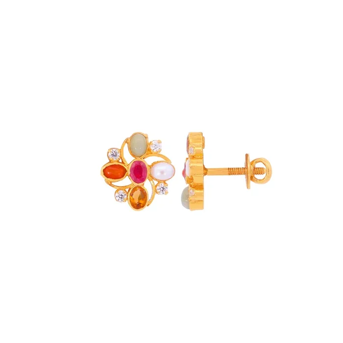 Stunning Earrings With Gemstones in 22K Gold