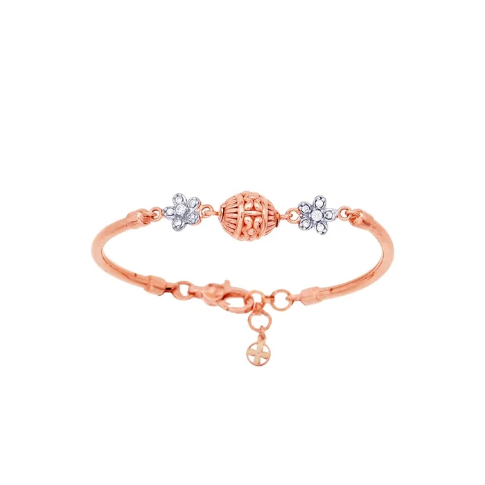 Stunning Kids Bangle-Bracelet With CZ in 18K Rose Gold