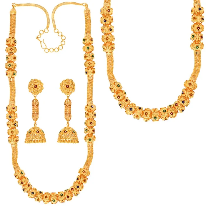 Stunning Minakari Paata Haaram in 22K Gold