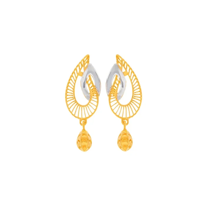 Stunning Two tone Earrings in 22K Gold