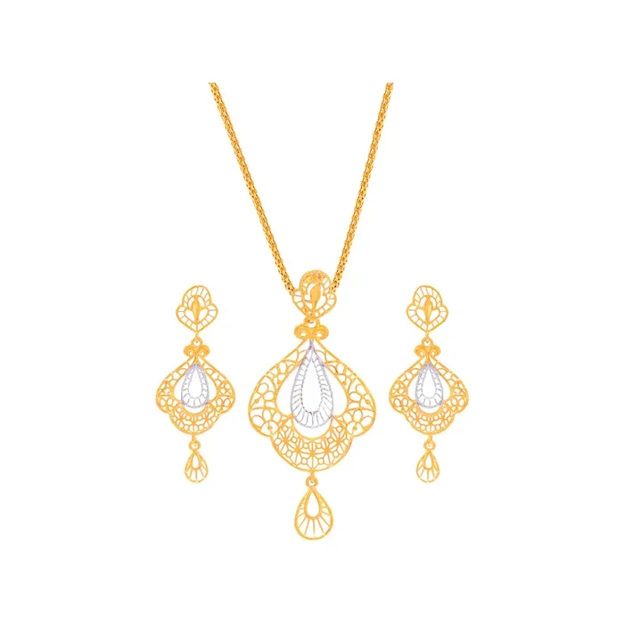 Stunning Two tone Pendant Set in 22K Gold