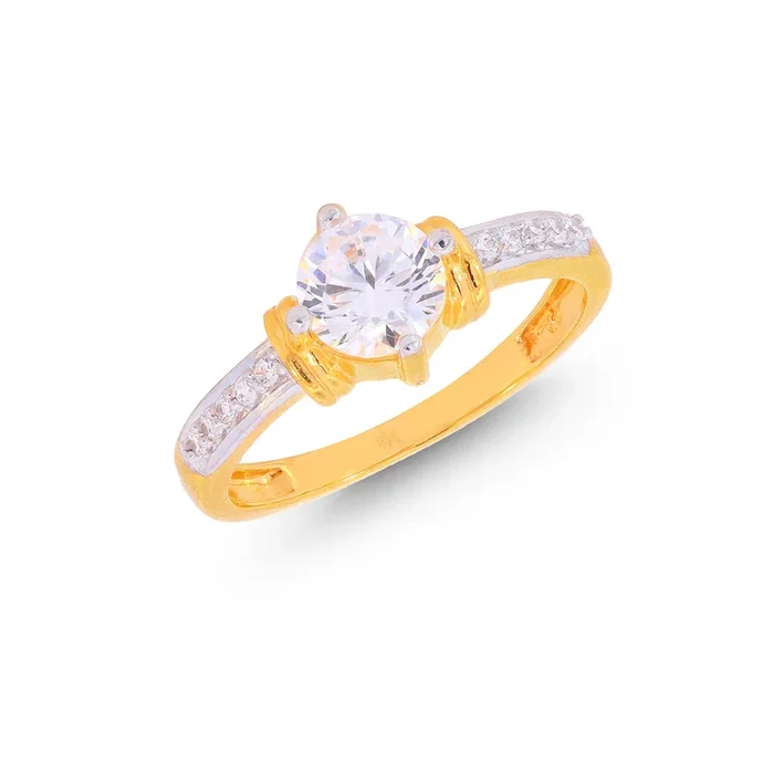 Stunning Two tone Ring With CZ in 22K Gold