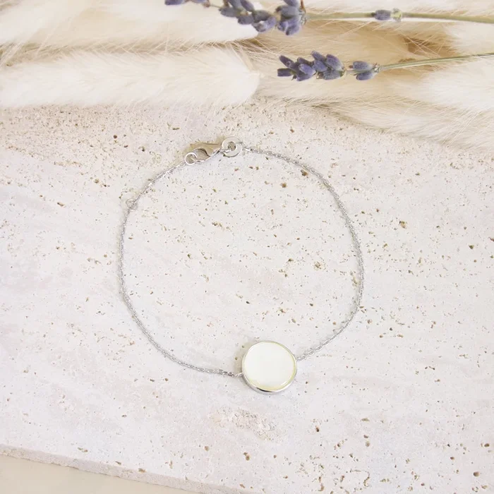 Suki bracelet 18cm mother-of-pearl medal 14mm silver to engrave