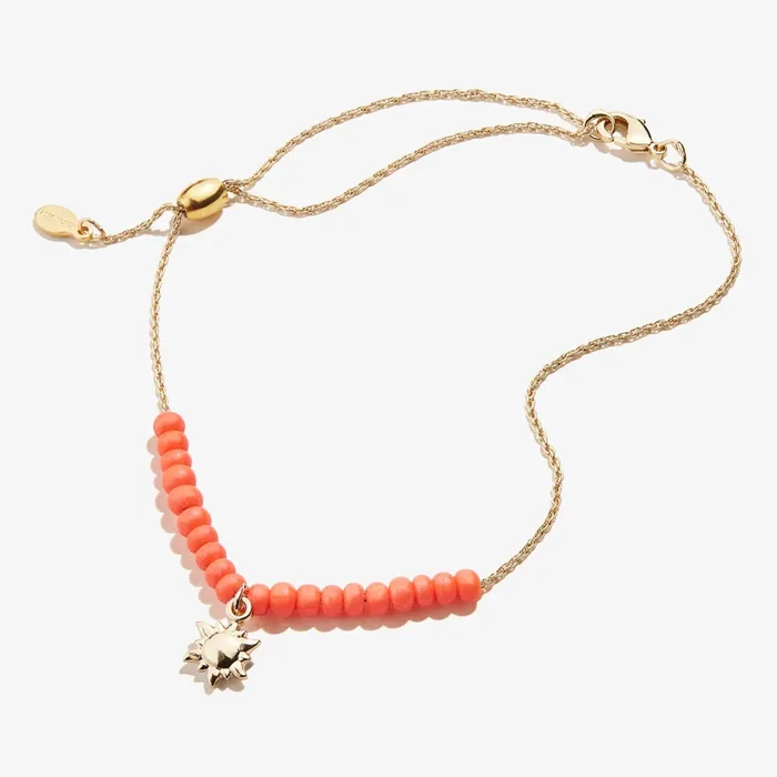 Sun Charm Coral Beaded Anklet