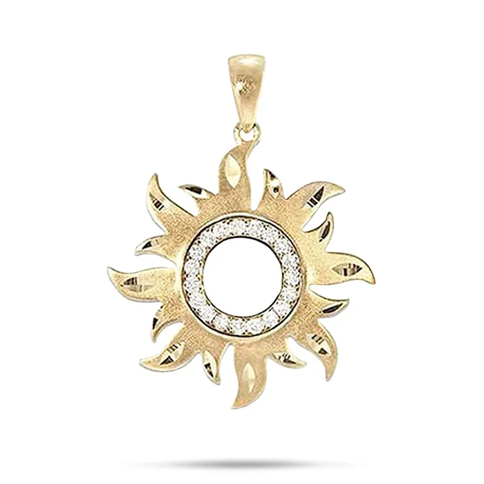 Sun Pendant in Gold with Diamonds – 29mm