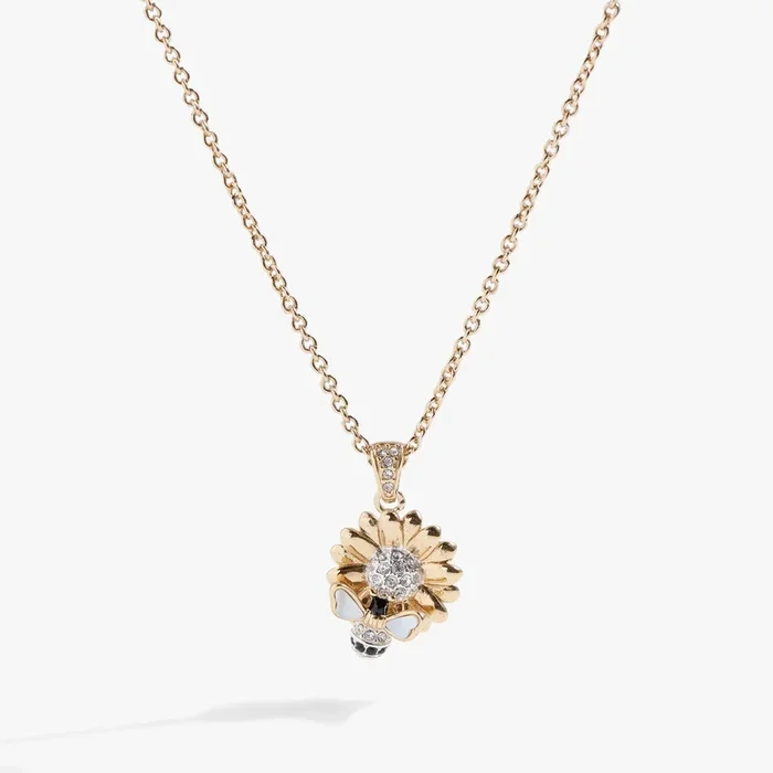Sunflower & Bee Pendant Necklace