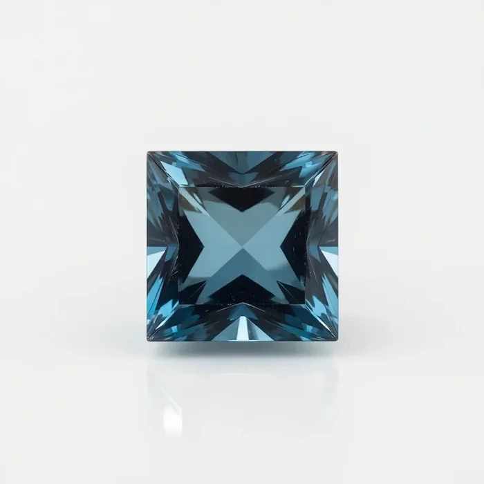 Swiss Blue Topaz 1PC Small 8×8 MM Square Faceted Blue Luster Semi Precious Loose Gemstones