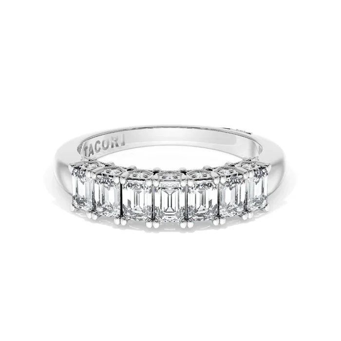 Tacori 18k Gold Classic Crescent RoyalT Emerald Cut Diamond Band