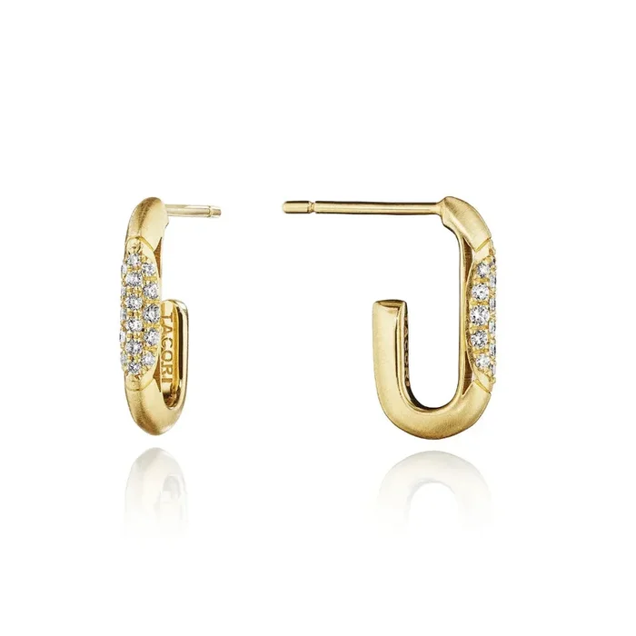 Tacori 18k Gold Crescent Eclipse Satin Finish Single Link Earrings