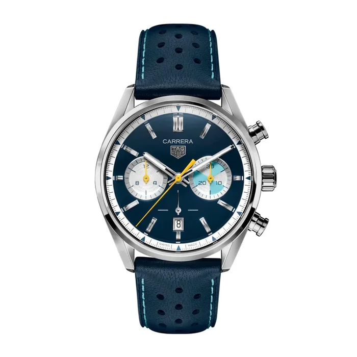 TAG Heuer Carrera Chronograph Summer Limited Edition Automatic Watch with Blue Dial and Blue Leather Strap, 42 mm CBN201N.FC6620