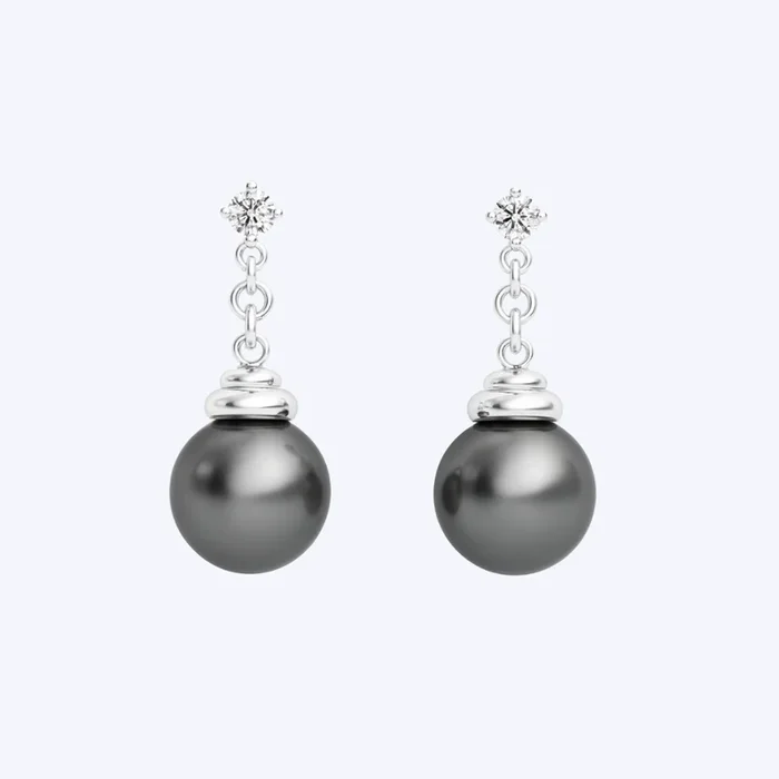 Tahitian Pearl and Diamond Drop Earrings