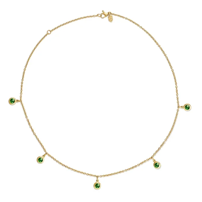 Talya Five Stone Necklace Yellow Gold – Chrome Diopside
