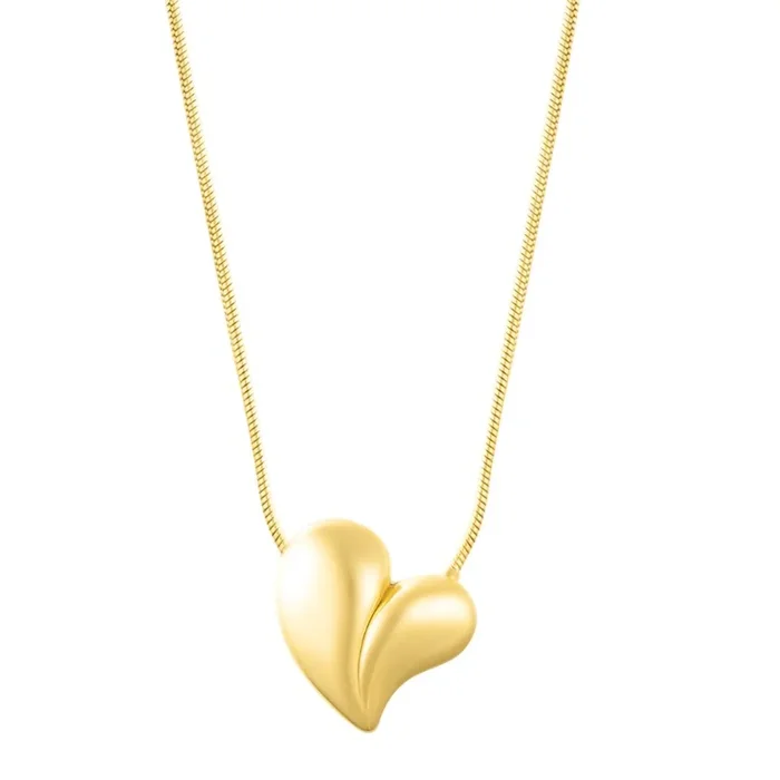 Tarnish Resistant Oversized Puffy Heart Necklace