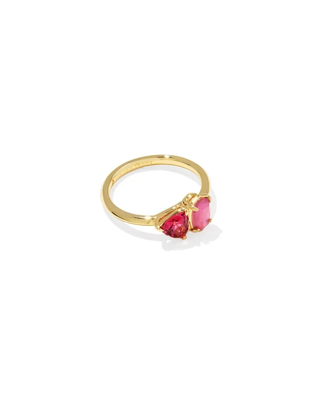 Tatum Band Ring in Gold Pink Mix