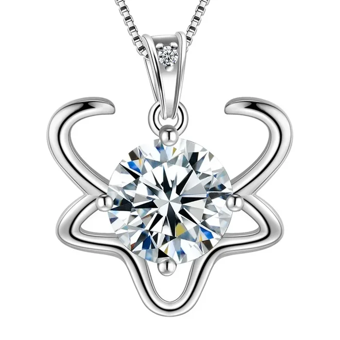 Taurus Zodiac Necklace April Birthstone Pendant Women Girls Jewelry Birthday Gift Women Girls Jewelry Birthday Gift