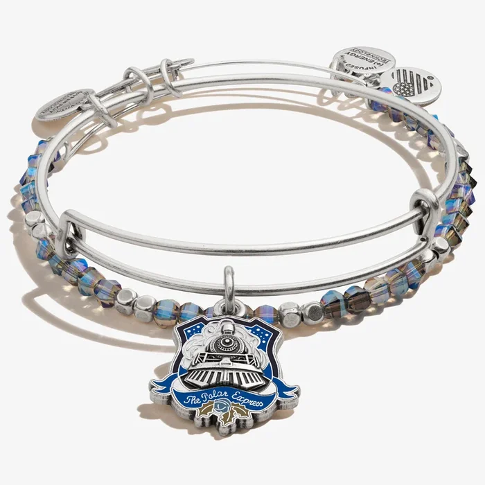 The Polar Express™ Train Charm Bangle + Beaded Bangle, Set of 2