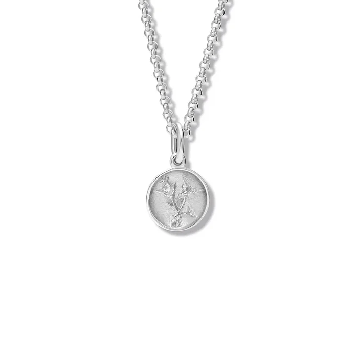 Thistle Medallion Charm Pendant Silver